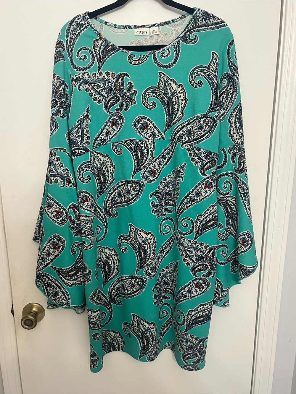 Cato Teal Paisley A-Line Dress, XL